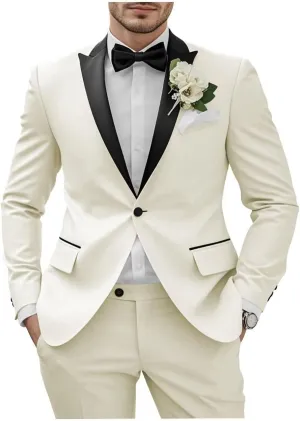 Slim Fit 2 Piece Tuxedo Mens Suits for Men Wedding One Button Blazer Men Suits Slim Fit Suit Pants Set