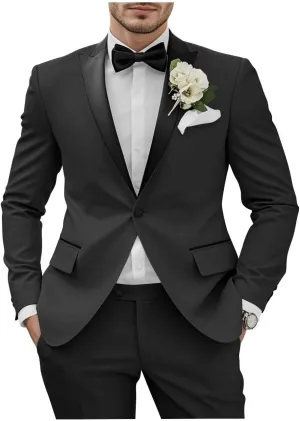 Slim Fit 2 Piece Tuxedo Mens Suits for Men Wedding One Button Blazer Men Suits Slim Fit Suit Pants Set