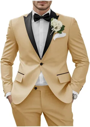 Slim Fit 2 Piece Tuxedo Mens Suits for Men Wedding One Button Blazer Men Suits Slim Fit Suit Pants Set