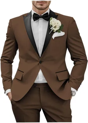 Slim Fit 2 Piece Tuxedo Mens Suits for Men Wedding One Button Blazer Men Suits Slim Fit Suit Pants Set