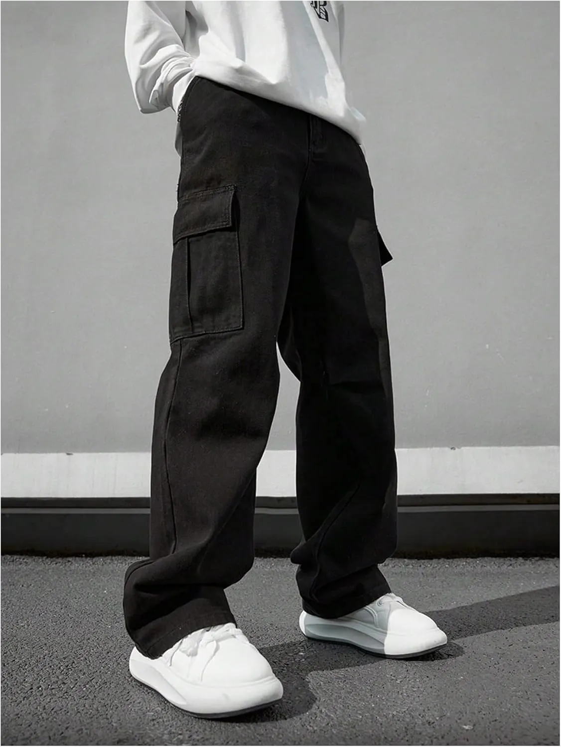 SOLY HUX Men's Straight Leg Baggy Cargo Pants Street Outdoor Trousers with Pockets