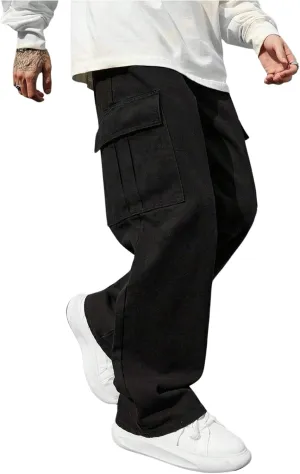 SOLY HUX Men's Straight Leg Baggy Cargo Pants Street Outdoor Trousers with Pockets