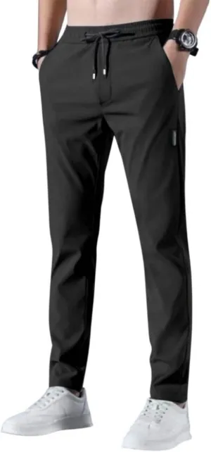 Stretch Active Pants for Men Elastic Waist Work Pants Stretch Flex Lightweight Hiking Glide Pants Athletic Joggers