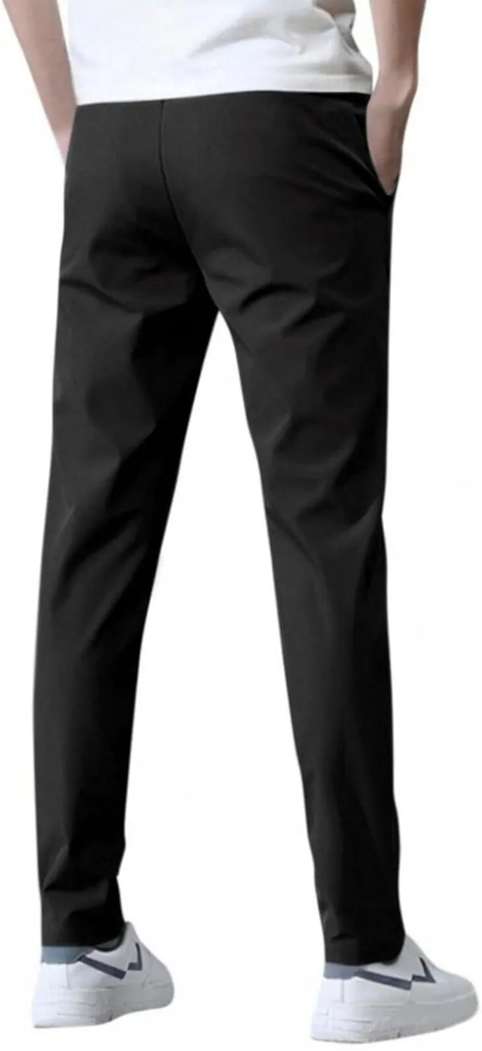 Stretch Active Pants for Men Elastic Waist Work Pants Stretch Flex Lightweight Hiking Glide Pants Athletic Joggers