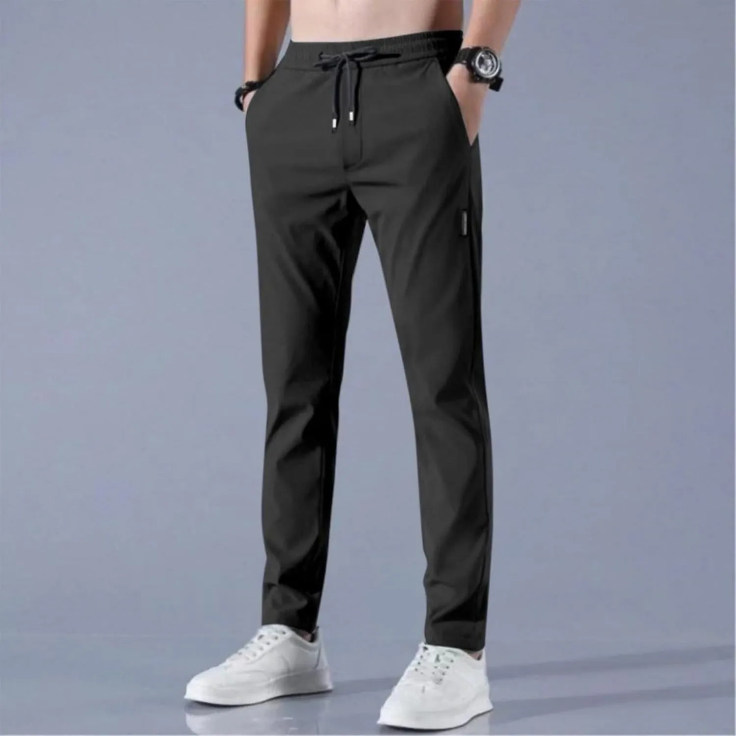 Stretch Active Pants for Men Elastic Waist Work Pants Stretch Flex Lightweight Hiking Glide Pants Athletic Joggers