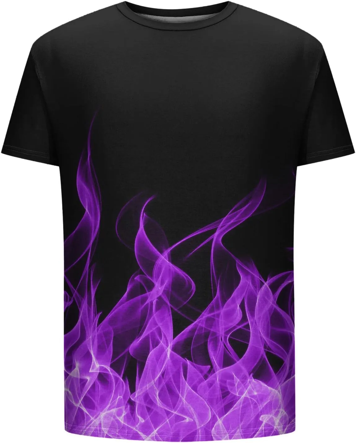 Summer Graphic Shirt for Men Fashion Classic 3D Flame Print Short Sleeve Crewneck Tops Loose Fit Outdoor Pullover Tee