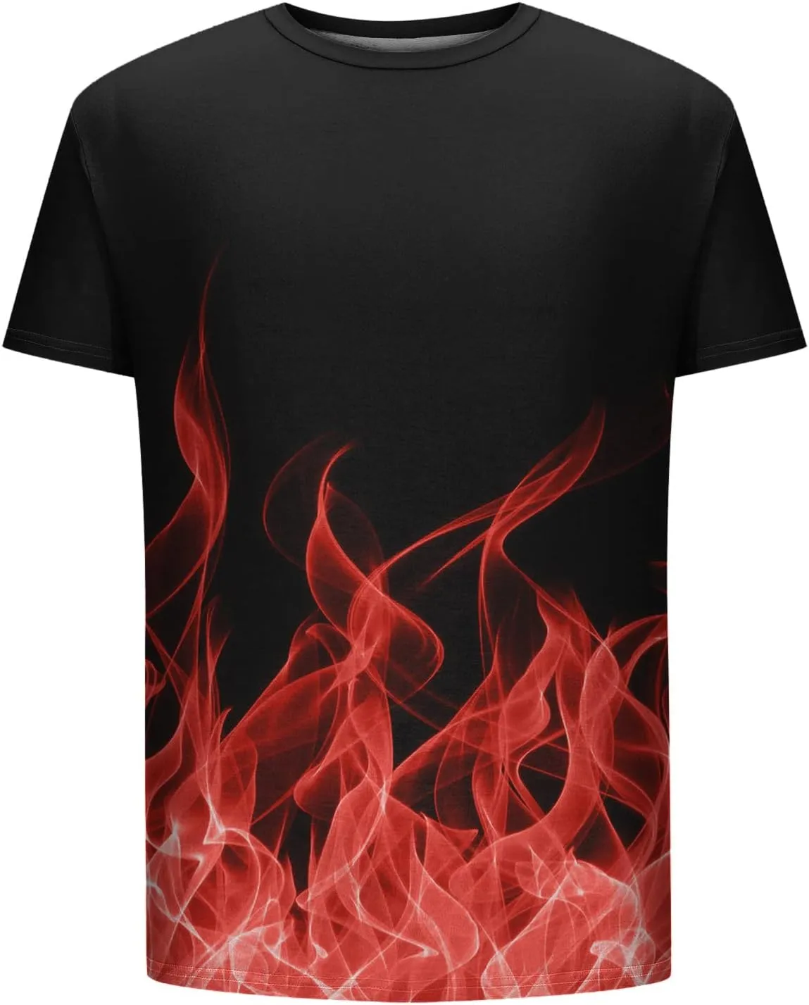 Summer Graphic Shirt for Men Fashion Classic 3D Flame Print Short Sleeve Crewneck Tops Loose Fit Outdoor Pullover Tee