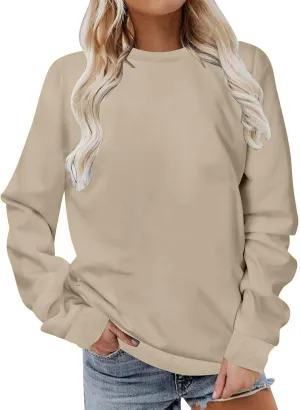 Sweatshirt for Women Long Sleeve Simple Solid Color Hoodies Sweatshirts Casual Loose Trendy Pullover