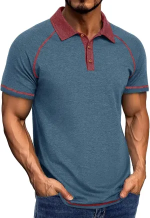 T-Shirts for Man Classic Raglan Short Sleeve Performance Quick Dry Golf Polo Shirts Athletic Casual Tactical Tee Tops