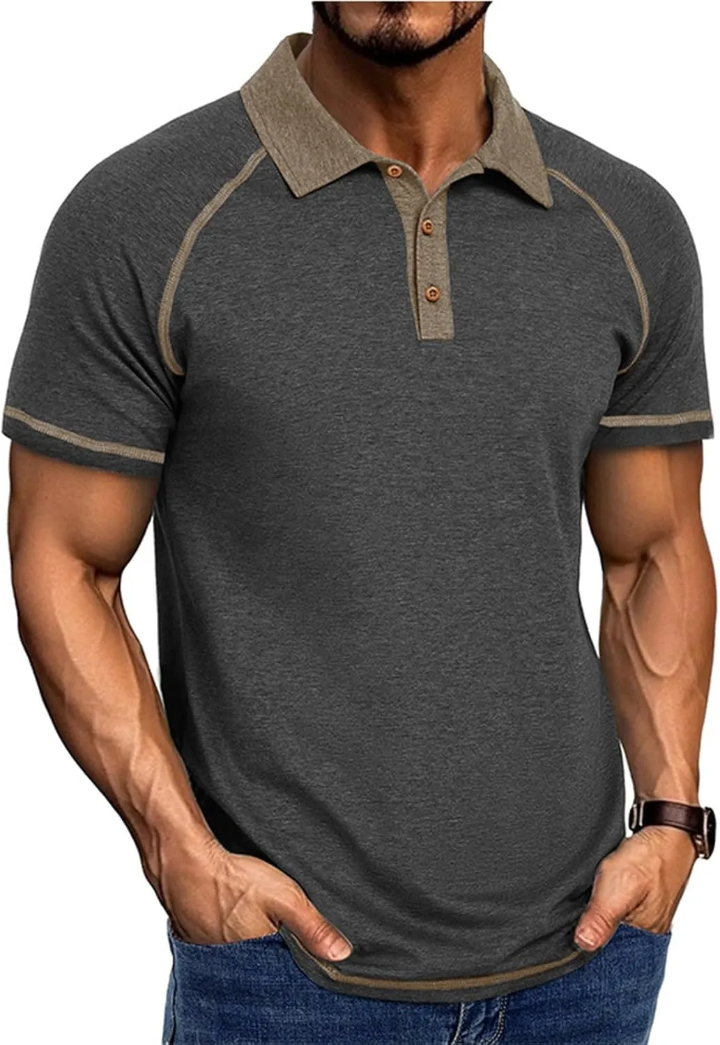 T-Shirts for Man Classic Raglan Short Sleeve Performance Quick Dry Golf Polo Shirts Athletic Casual Tactical Tee Tops