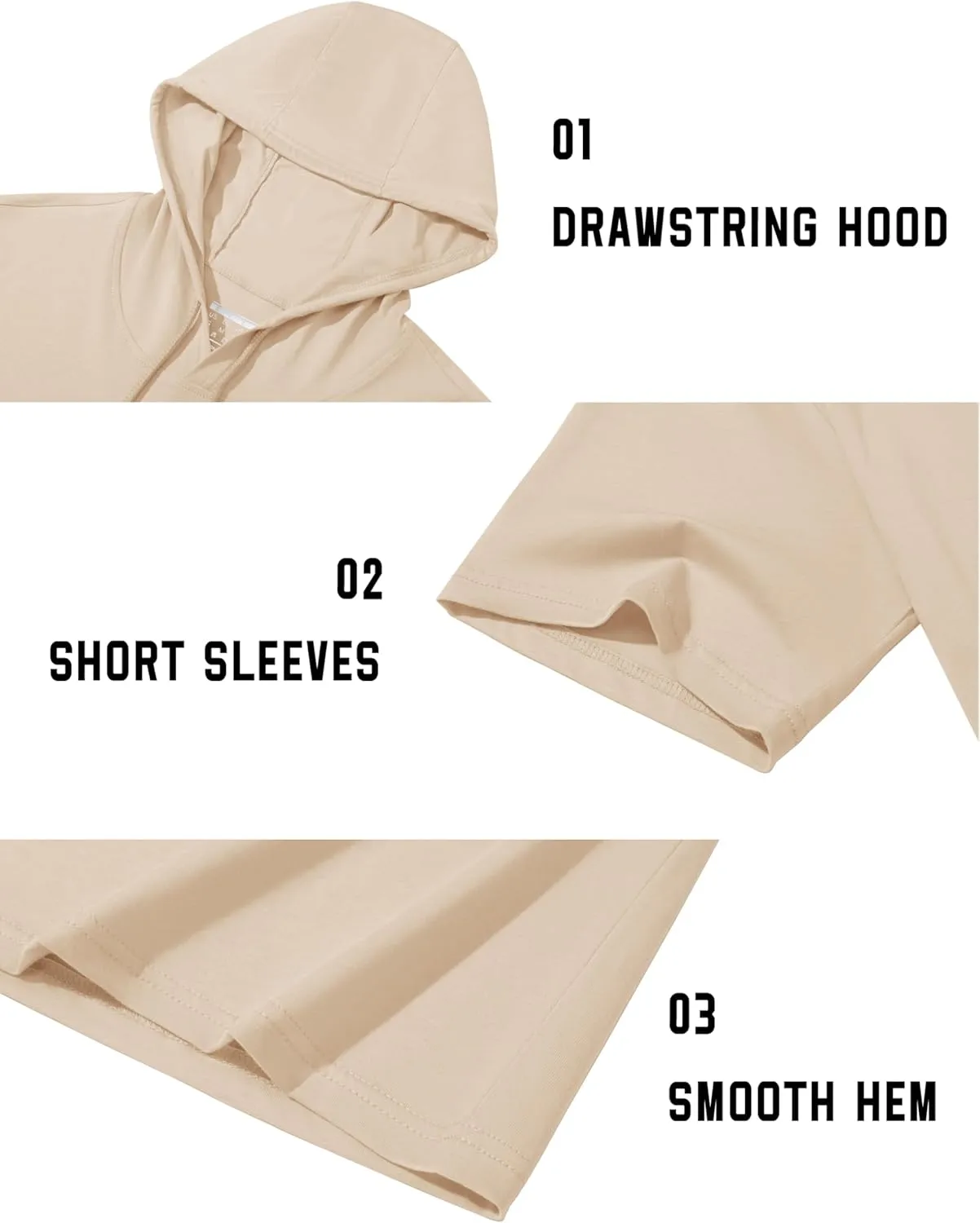 TACVASEN Short Sleeve Hoodies for Men Cotton Hoodies Summer Sweatshirt Lightweight Breathable Workout Shirts Pullover