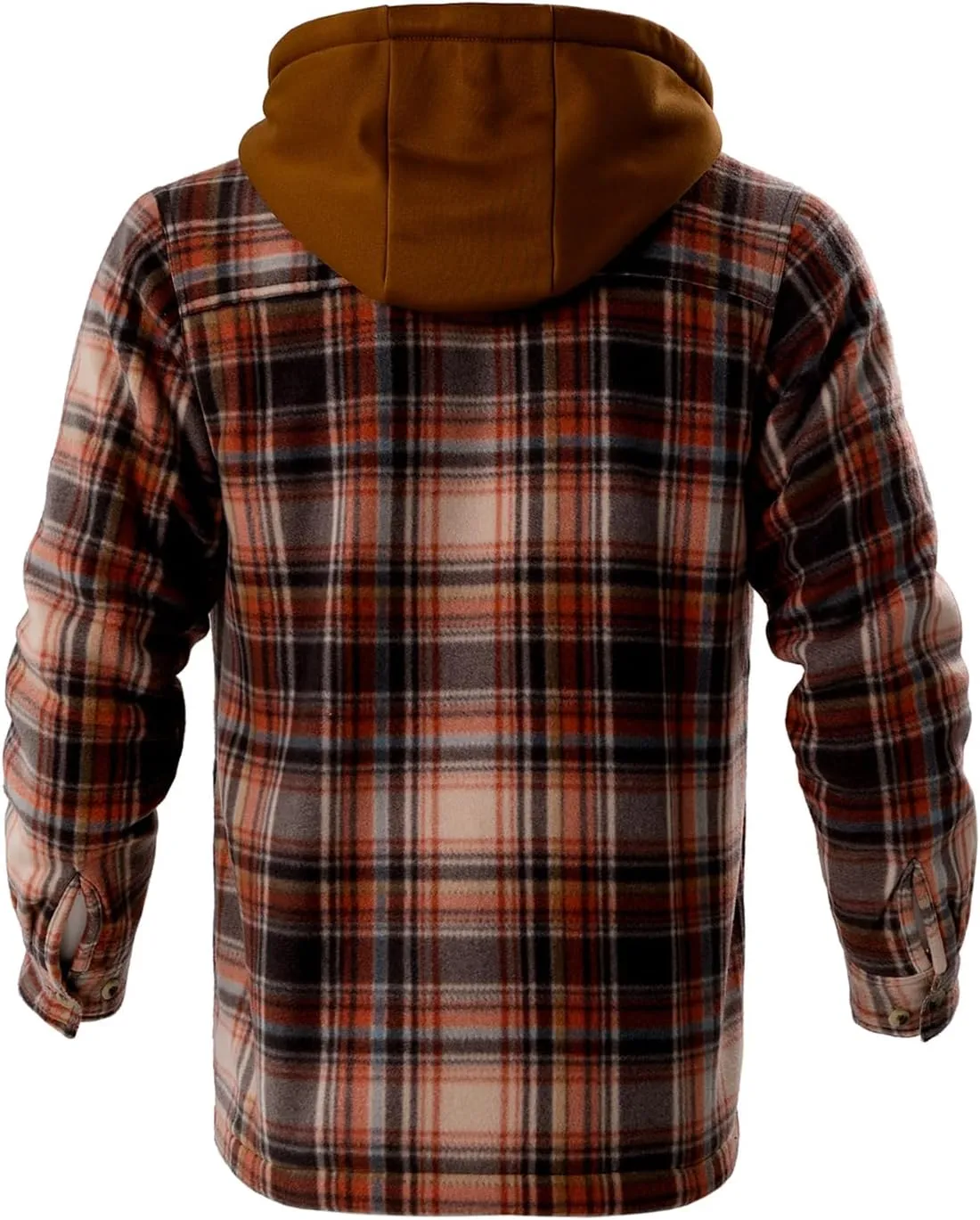 TanBridge Men's Cotton Plaid Shirts Jacket Full Zip Fleece Flannel Sherpa Lined Hoodies Heavyweight Hoodies Jacket for Men