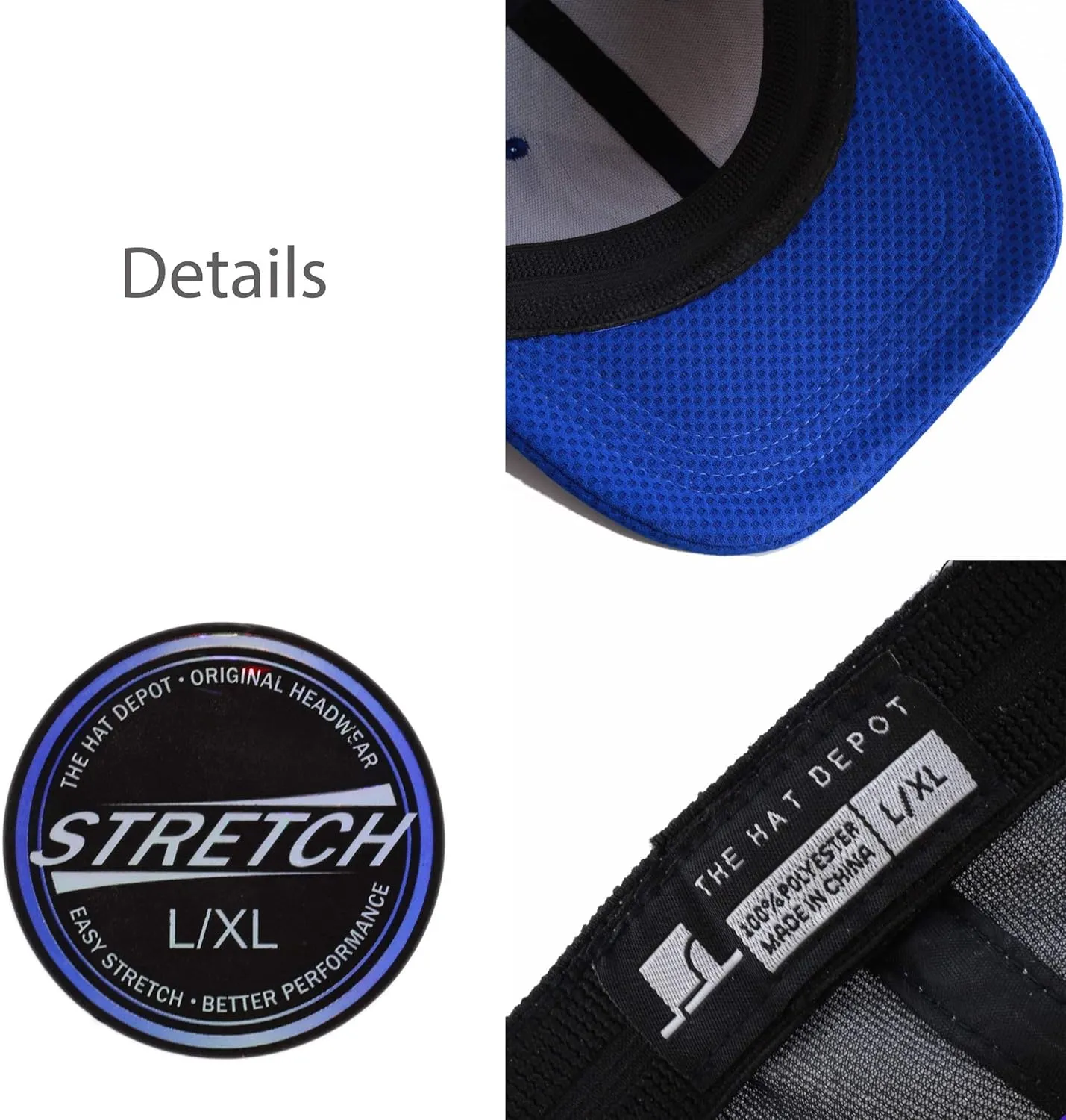 The Hat Depot Men's Curved Brim Stretch Fit Mesh 6 Panel Fitted Baseball Cap