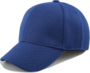 The Hat Depot Men's Curved Brim Stretch Fit Mesh 6 Panel Fitted Baseball Cap