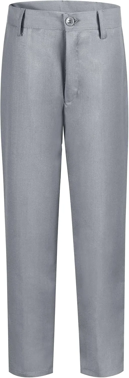 Toddler and Children's Pants Slim Fit Stretch Dress Pants for Boys Adjustable Waist Straight Fit School Uniform Pant