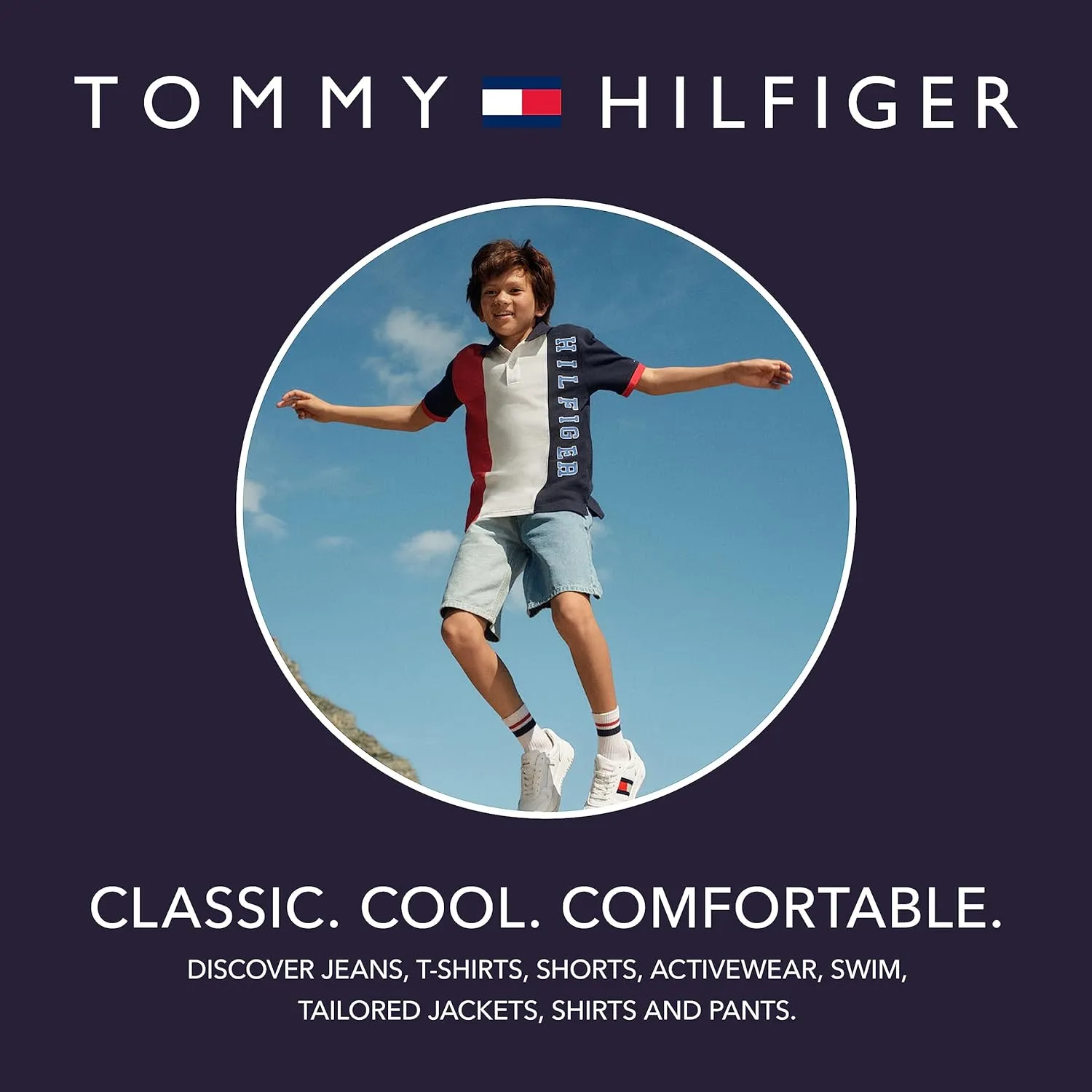 Tommy Hilfiger Boys' Short Sleeve Solid Ringer Crew Neck T-Shirt, Soft, Comfortable, Relaxed Fit