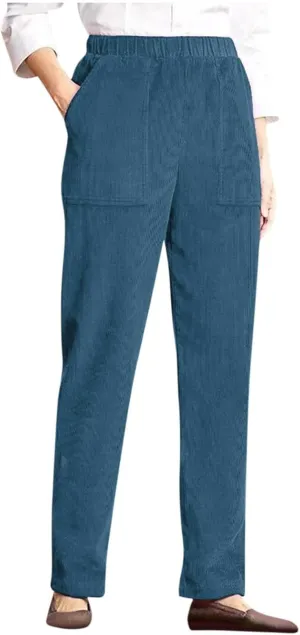 Travel Pants for Women,Women's Casual Solid Colour Elastic Waist Straight Casual Pants with Pockets Business Casual Trousers
