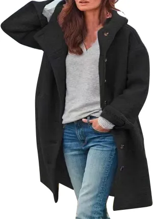 Trench Coat for Women 2024 Fuzzy Jacket Loose Fitting Warm Winter Outwear Fashion Lapel Jacket Coats Long Coat Women