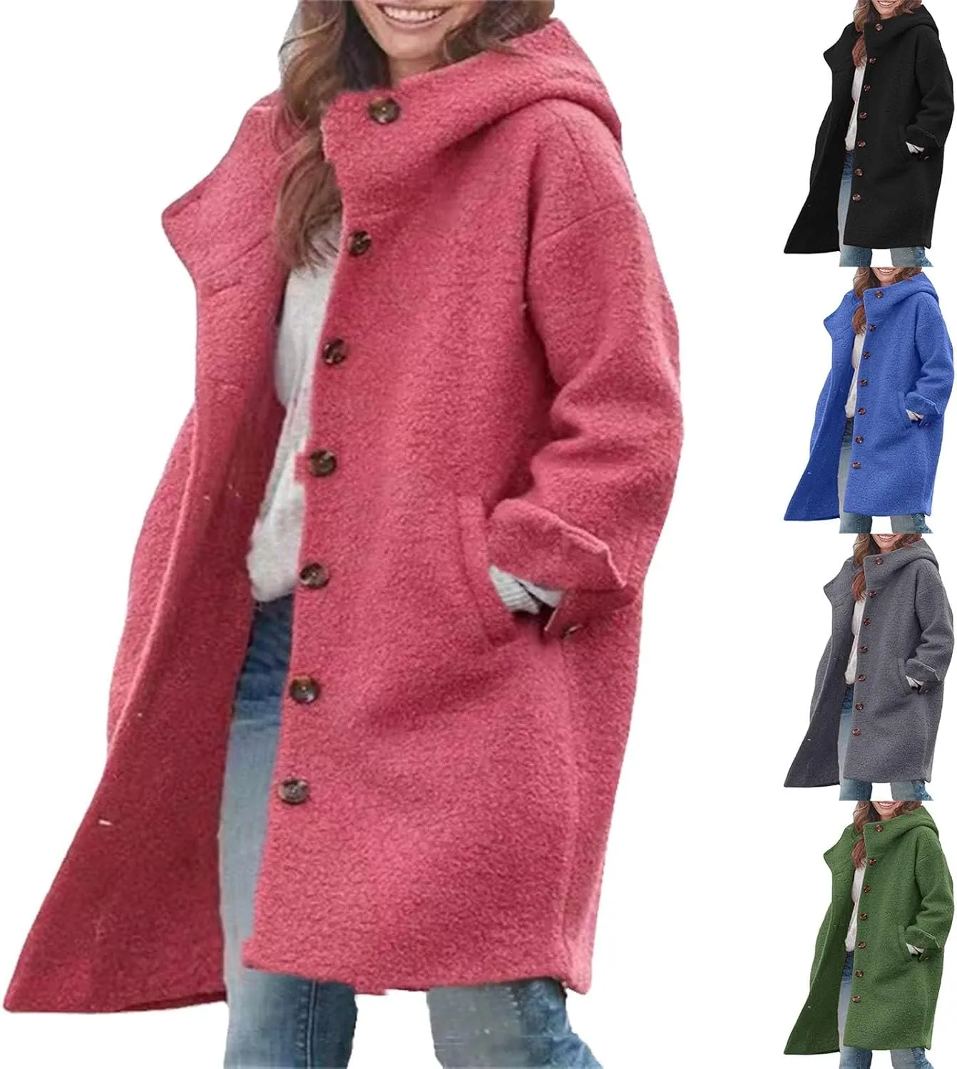 Trench Coat for Women 2024 Fuzzy Jacket Loose Fitting Warm Winter Outwear Fashion Lapel Jacket Coats Long Coat Women
