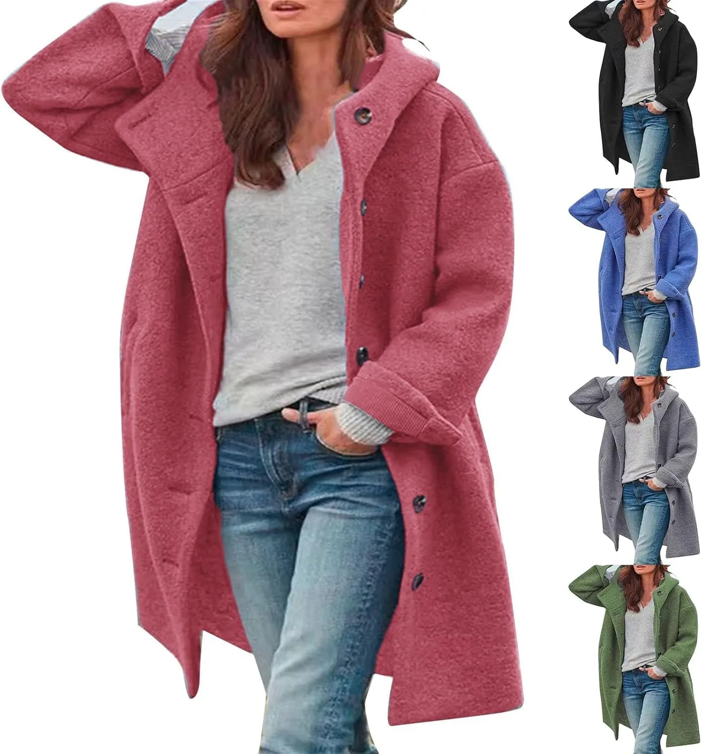 Trench Coat for Women 2024 Fuzzy Jacket Loose Fitting Warm Winter Outwear Fashion Lapel Jacket Coats Long Coat Women