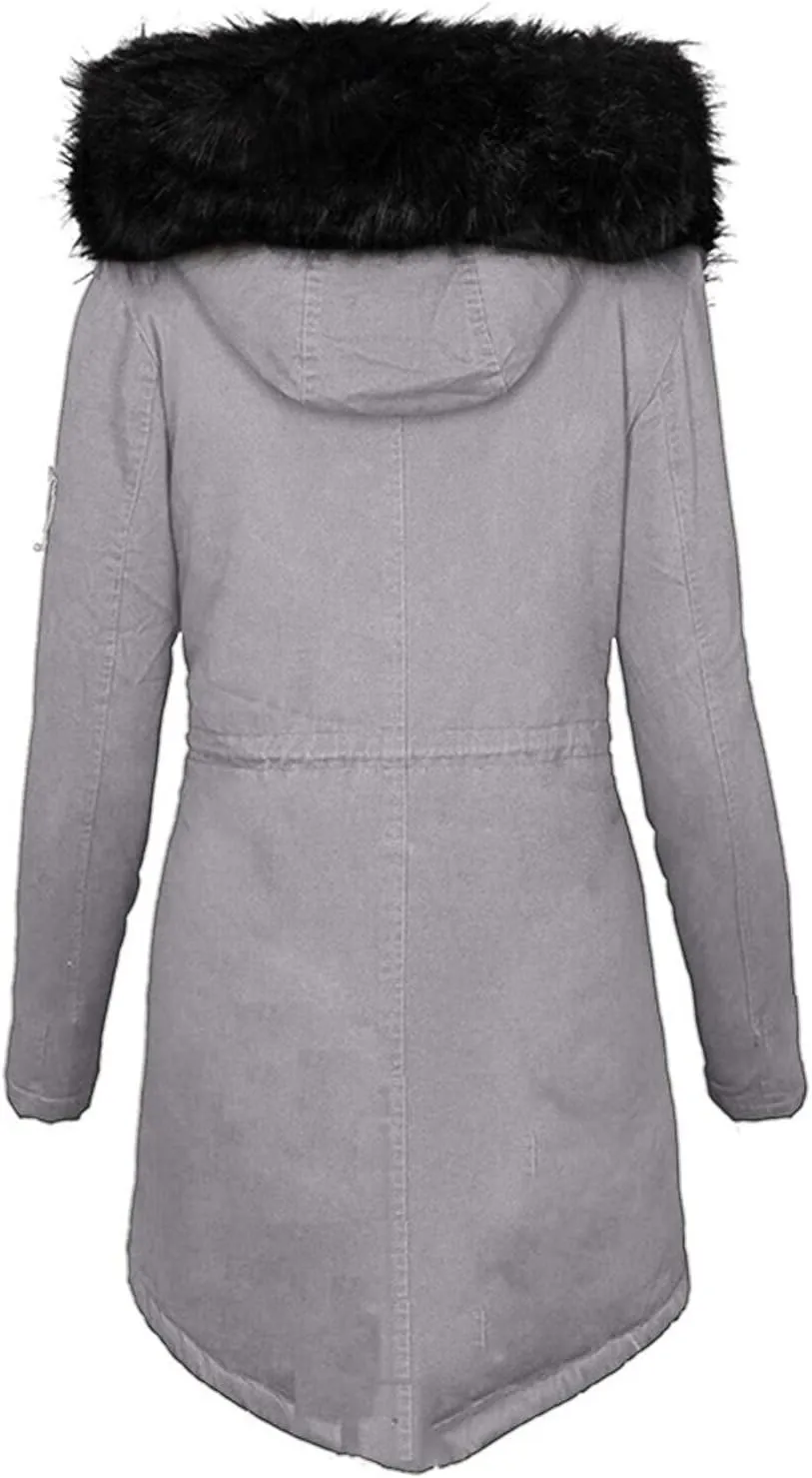Trench Coat for Women Simple Fashion Hood Long Sleeve Quilted Jacket Slim Fit Button Zip Overcoat 2024 Winter Outwear