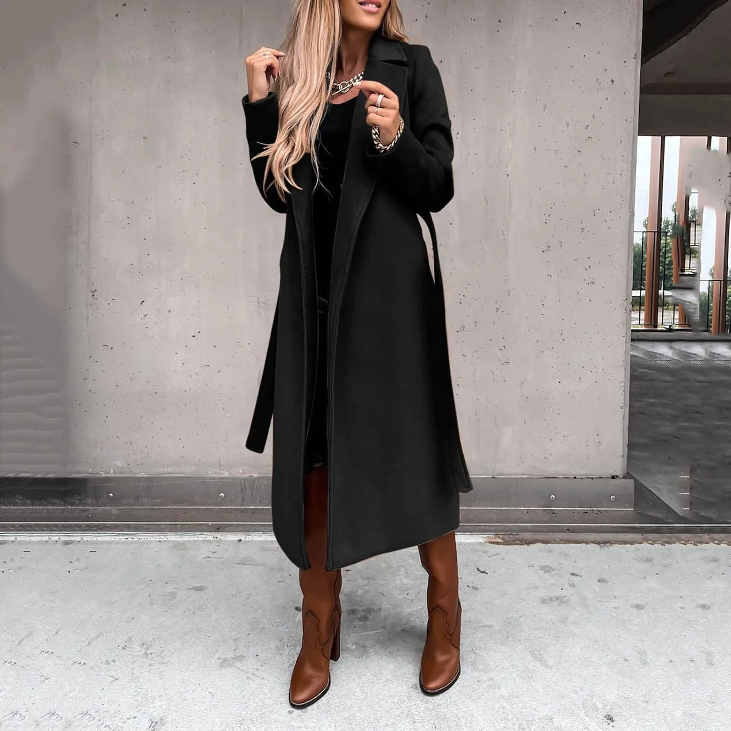 Trench Coats for Women Long Jacket Loose Fitting Warm Winter Outwear Fashion Lapel Jacket Coats Long Coats for Women