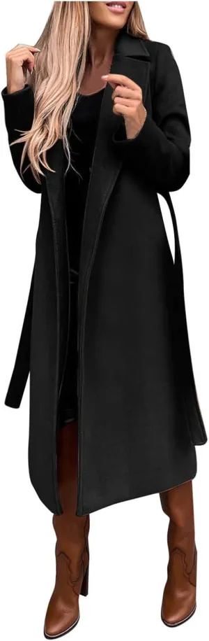 Trench Coats for Women Long Jacket Loose Fitting Warm Winter Outwear Fashion Lapel Jacket Coats Long Coats for Women