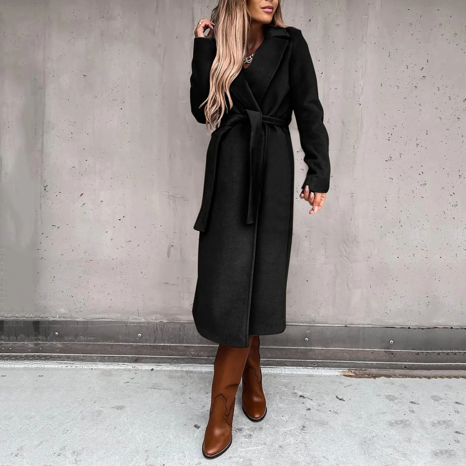 Trench Coats for Women Long Jacket Loose Fitting Warm Winter Outwear Fashion Lapel Jacket Coats Long Coats for Women