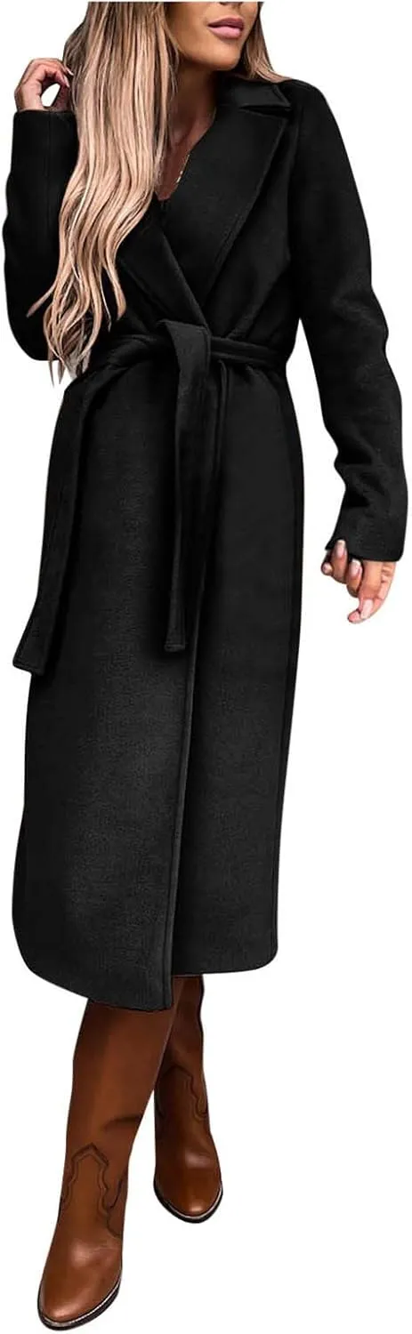 Trench Coats for Women Long Jacket Loose Fitting Warm Winter Outwear Fashion Lapel Jacket Coats Long Coats for Women