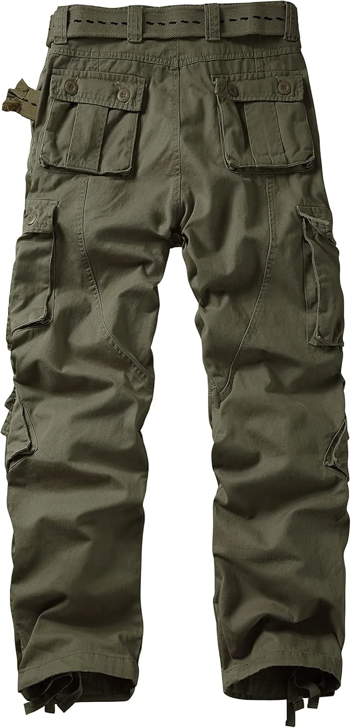 TRGPSG Cargo Pants for Men, Cotton Camo Casual Pants, Relaxed Fit Work Pants with Multi-Pocket