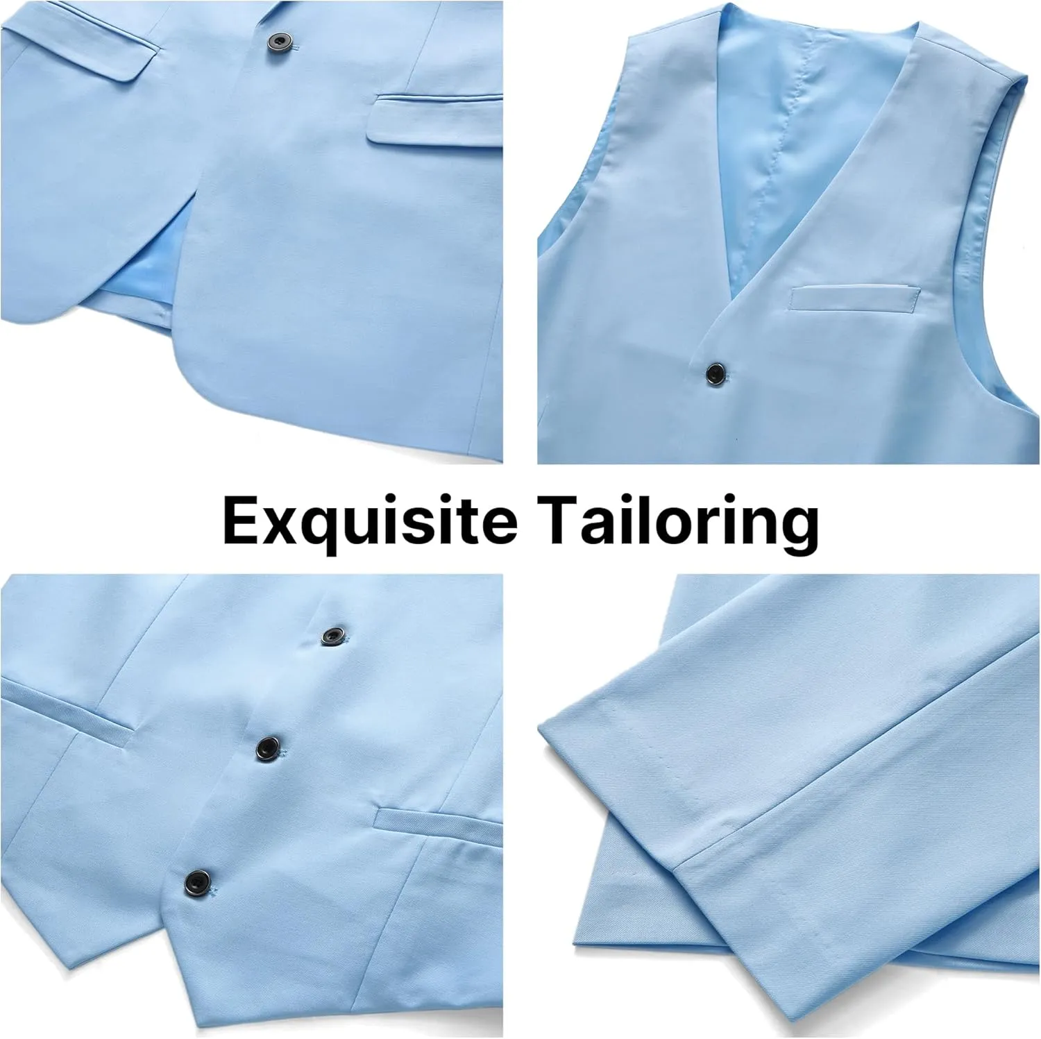 TRONSTORE Men's 3 Piece Suits Slim Fit One Button Solid Tuxedo Jacket Vest Pants Business