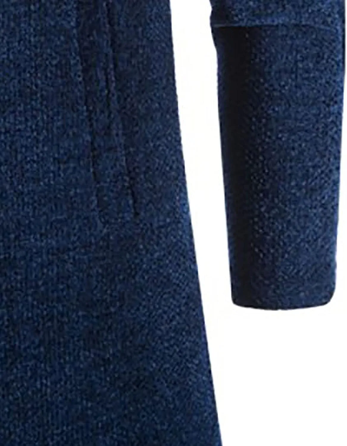 tuduoms Men's Zip Up Hooded Fleece Long Cardigan Sweater Winter Fashion Warm Sherpa Lined Jacket Coat Hoodies with Pockets