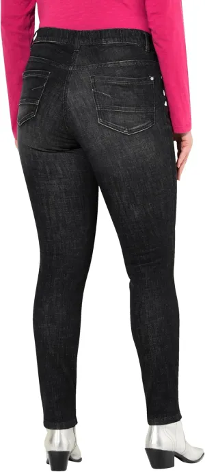 Ulla Popken Womenswear Plus Size Curvy Acid Wash Stretch Fit Slim Leg Jeans 834150