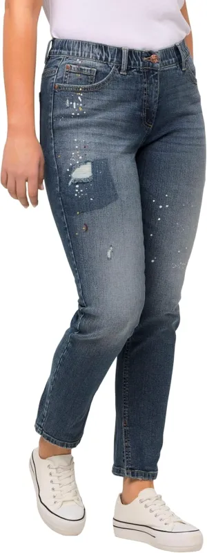 Ulla Popken Womenswear Plus Size Curvy Distressed Stretch Fit Sarah Jeans 820058