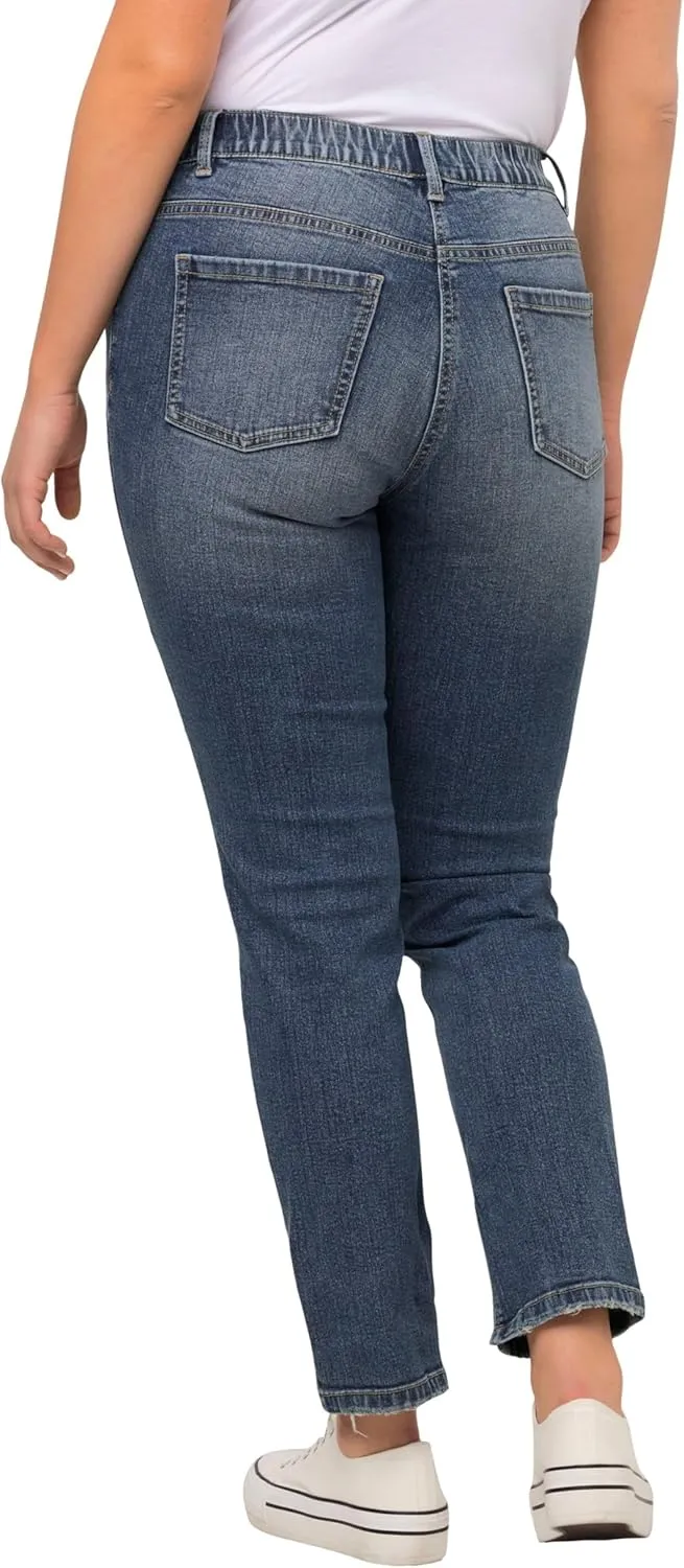 Ulla Popken Womenswear Plus Size Curvy Distressed Stretch Fit Sarah Jeans 820058