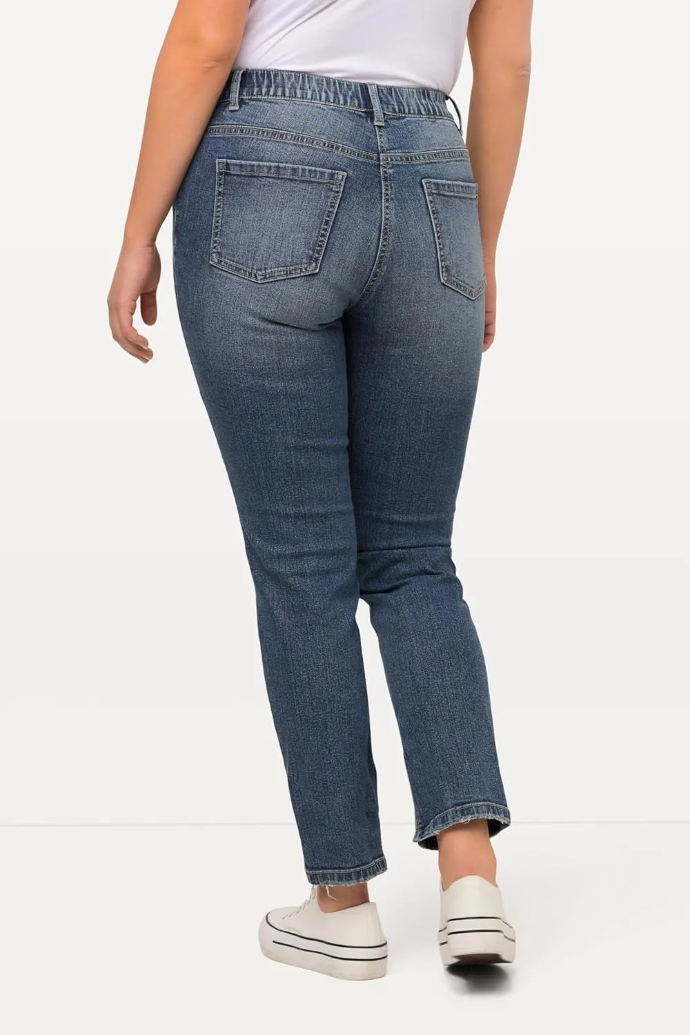 Ulla Popken Womenswear Plus Size Curvy Distressed Stretch Fit Sarah Jeans 820058