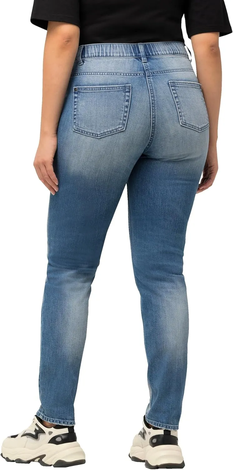 Ulla Popken Womenswear Plus Size Curvy Distressed Stretch Fit Sarah Jeans 829128