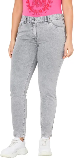 Ulla Popken Womenswear Plus Size Curvy Grey Acid Wash Stretch Fit Jeans 836401