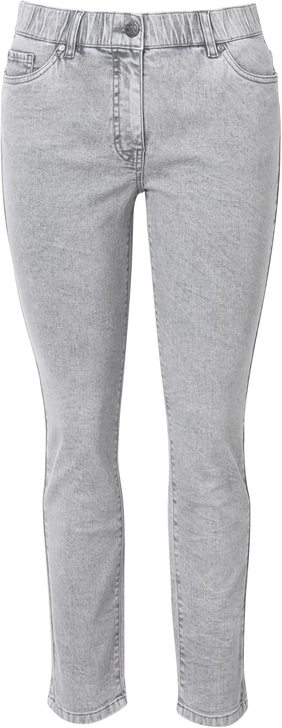 Ulla Popken Womenswear Plus Size Curvy Grey Acid Wash Stretch Fit Jeans 836401
