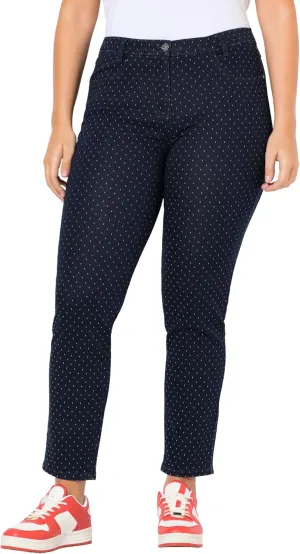 Ulla Popken Womenswear Plus Size Curvy Polka Dot Stretch Fit Jeans 830630