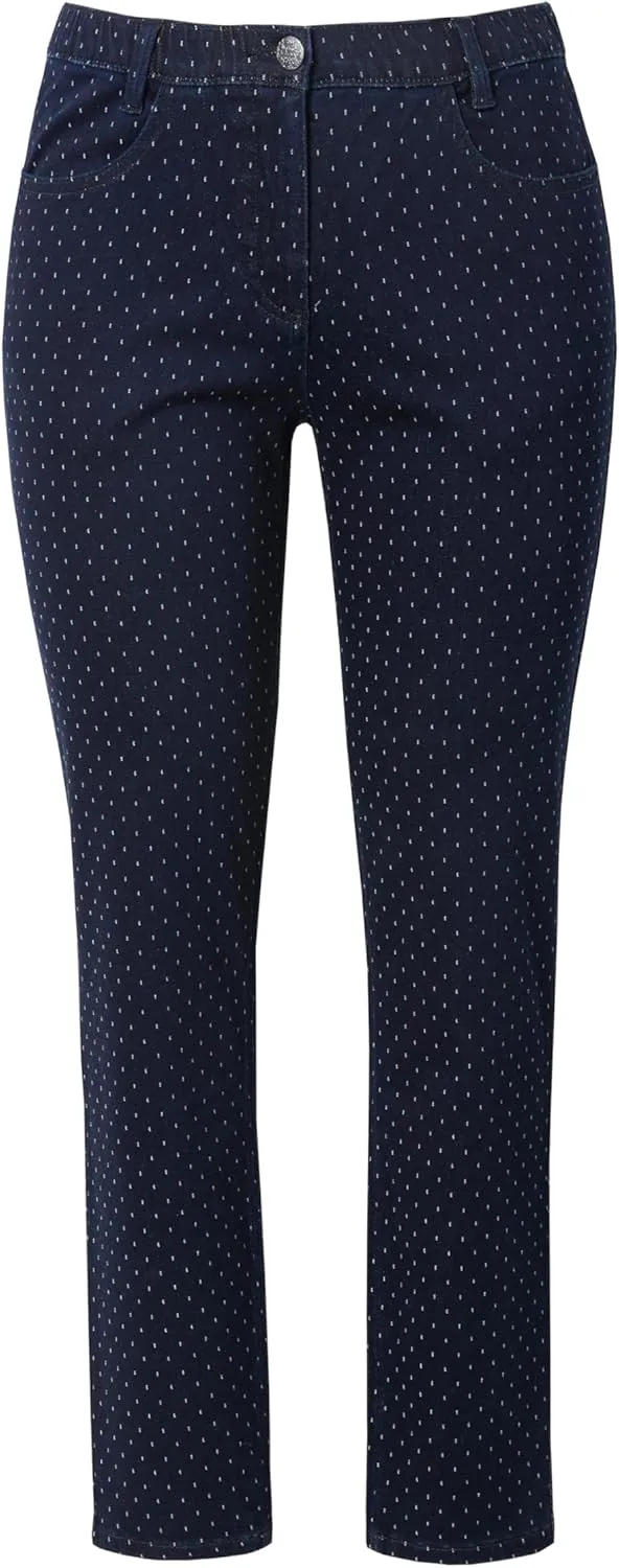 Ulla Popken Womenswear Plus Size Curvy Polka Dot Stretch Fit Jeans 830630