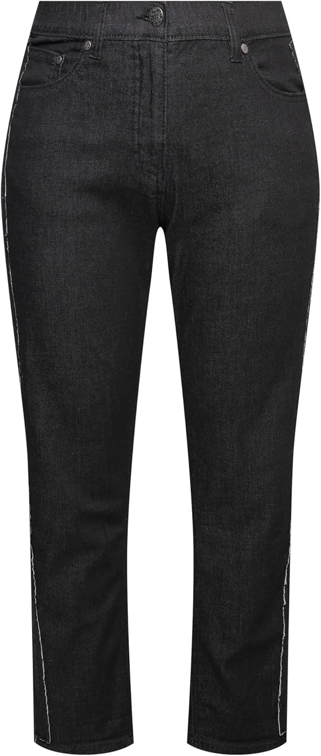 Ulla Popken Womenswear Plus Size Curvy Raw Denim Stripe Stretch Fit Jeans 830338