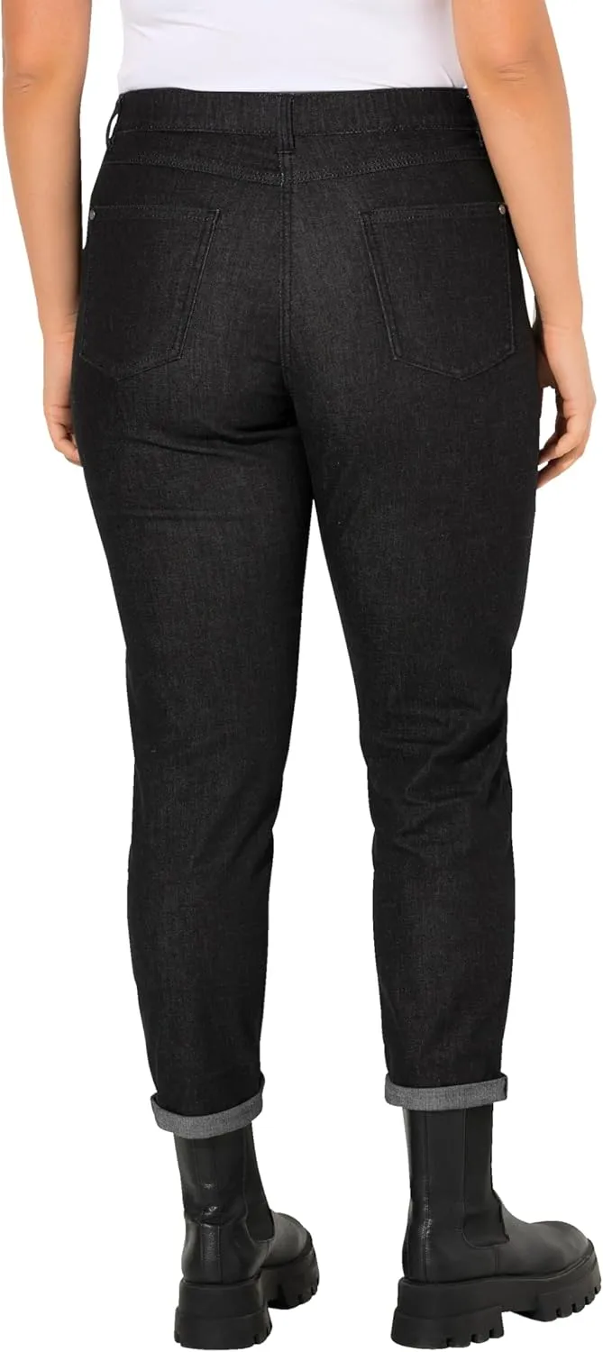 Ulla Popken Womenswear Plus Size Curvy Raw Denim Stripe Stretch Fit Jeans 830338