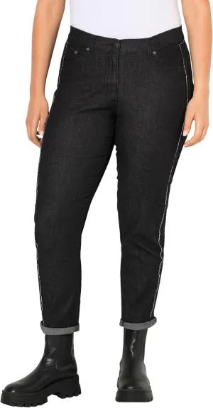 Ulla Popken Womenswear Plus Size Curvy Raw Denim Stripe Stretch Fit Jeans 830338