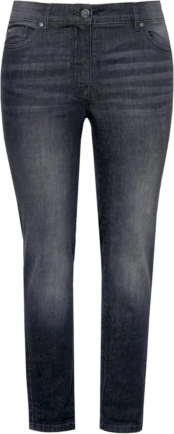 Ulla Popken Womenswear Plus Size Curvy Rhinestone Detail Stretch Fit Jeans 830525
