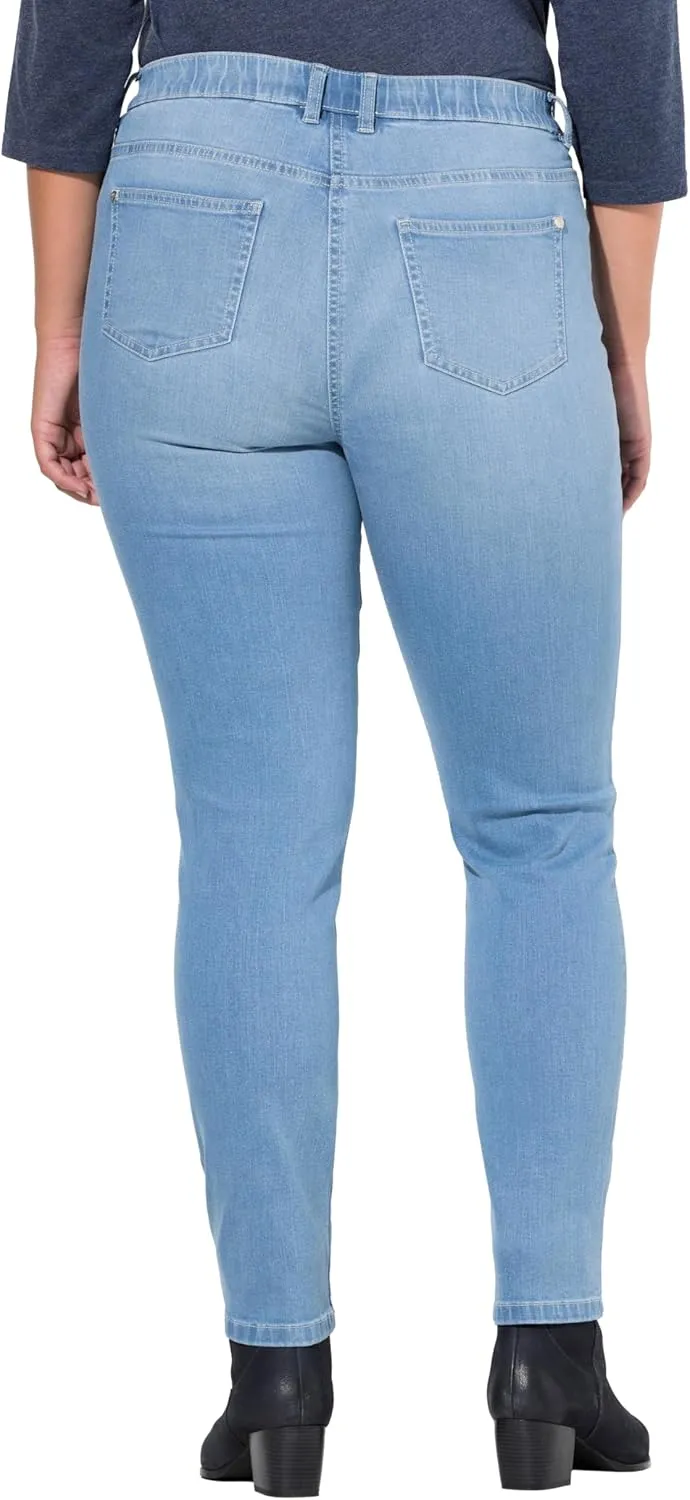 Ulla Popken Womenswear Plus Size Curvy Rhinestone Detail Stretch Fit Jeans 830525