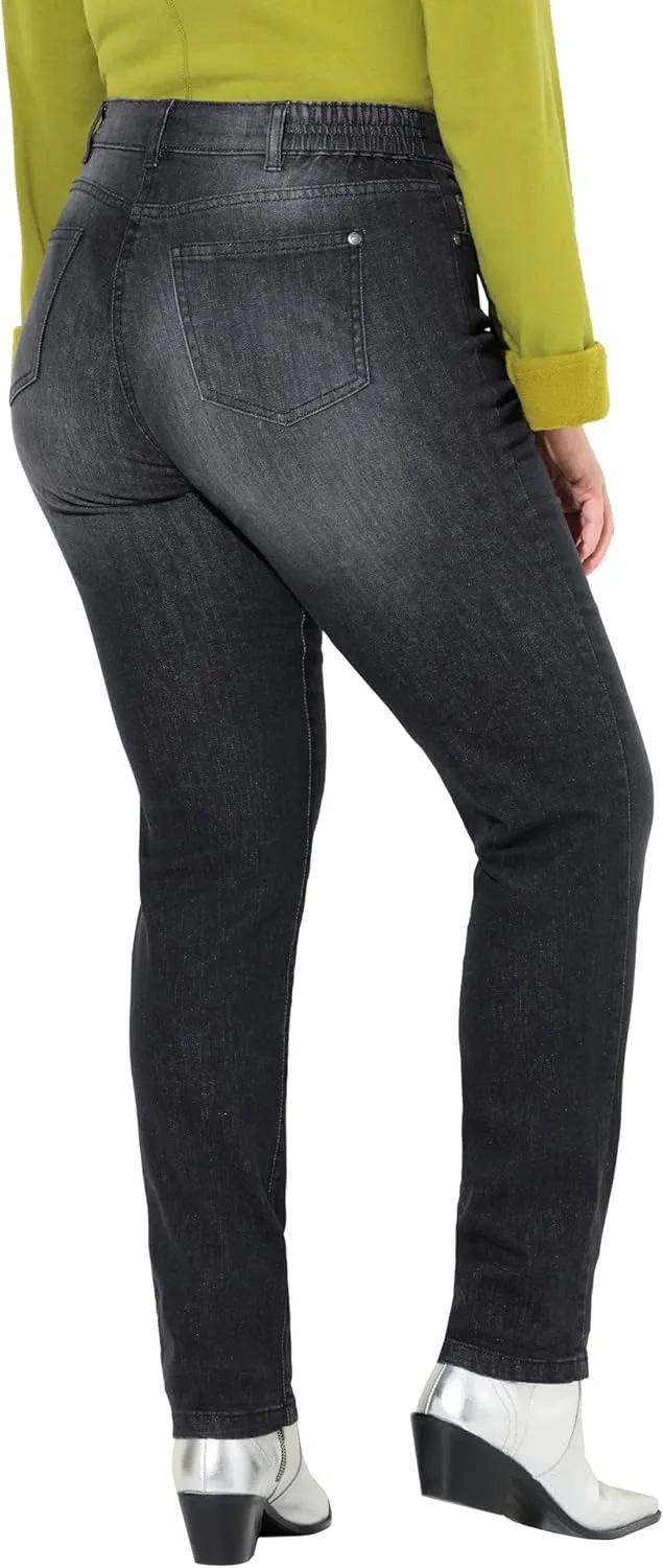 Ulla Popken Womenswear Plus Size Curvy Rhinestone Detail Stretch Fit Jeans 830525