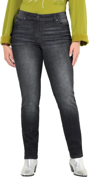 Ulla Popken Womenswear Plus Size Curvy Rhinestone Detail Stretch Fit Jeans Black 16 830525100