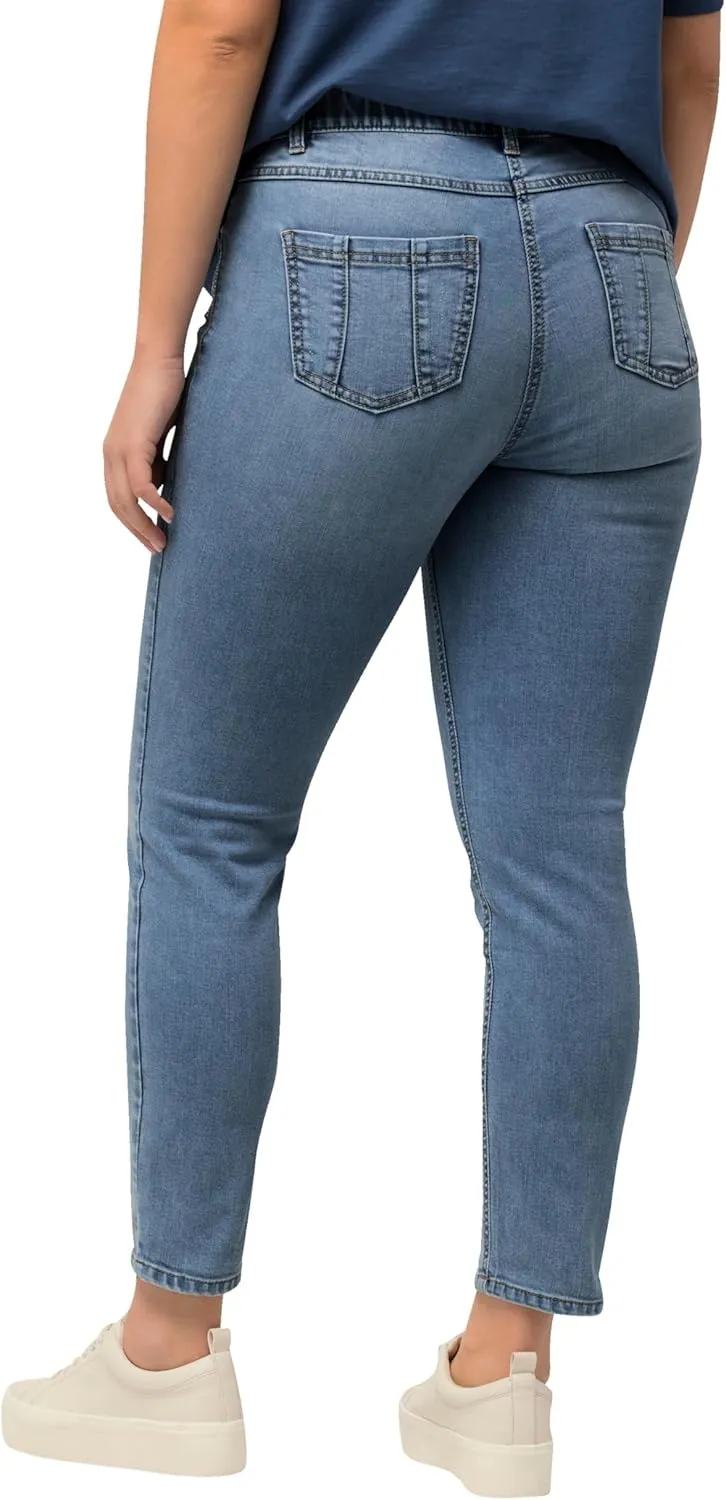 Ulla Popken Womenswear Plus Size Curvy Rhinestone Detail Stretch Fit Skinny Jeans 827970