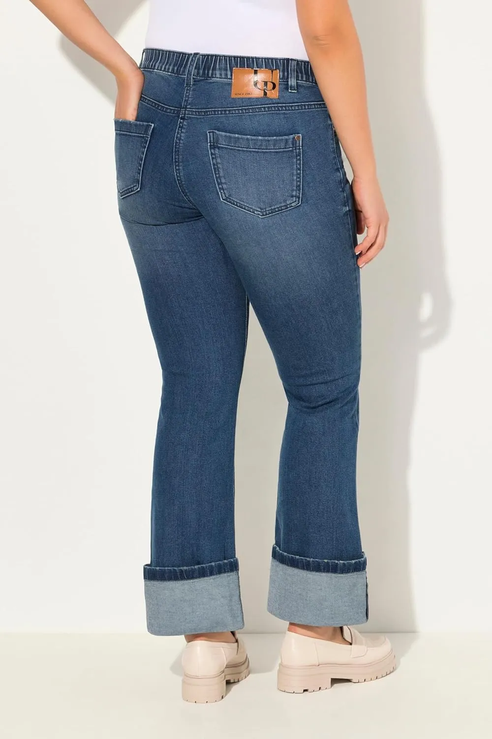 Ulla Popken Womenswear Plus Size Curvy Wide Cuff Stretch Fit Jeans 830245
